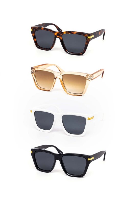Chic Square Chunky Gold Accent Sunglasses