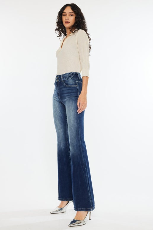 Dark Wash High Rise Flare Jeans