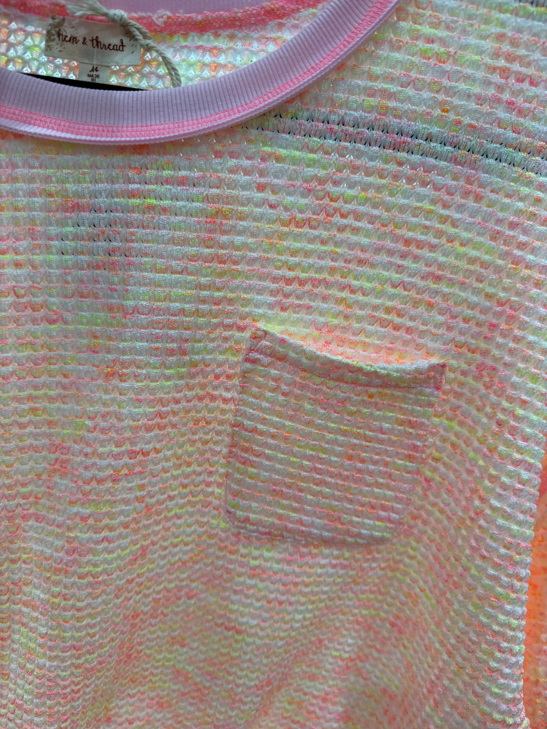 Pastel Rainbow Waffle Knit Short Sleeve Top