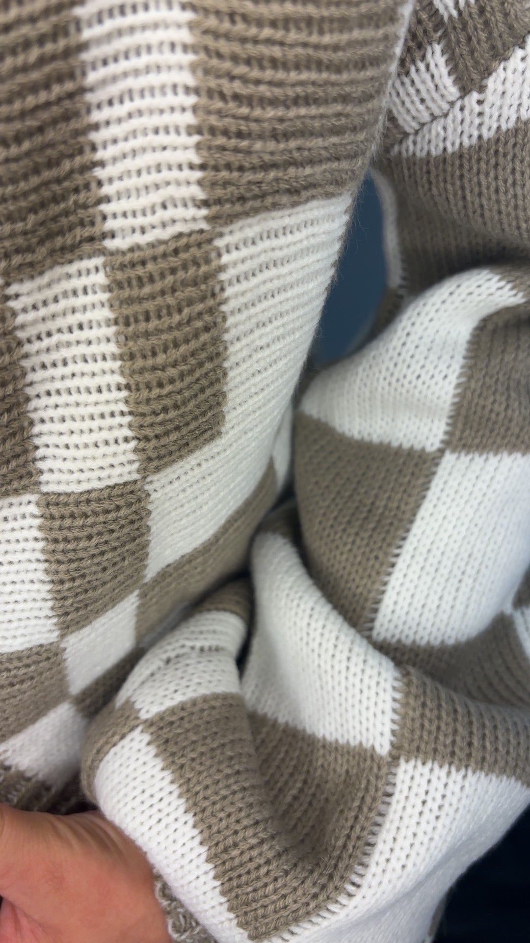 Taupe &amp; Ivory Mixed Checkered Open Front Cardigan