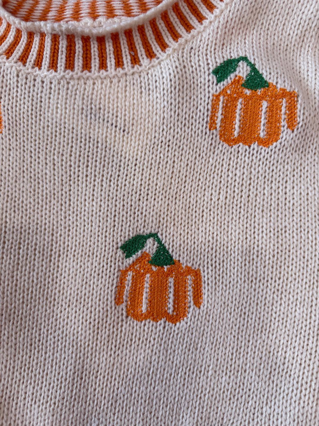 Pumpkin Pattern Cozy Ribbed Neck Sweater
