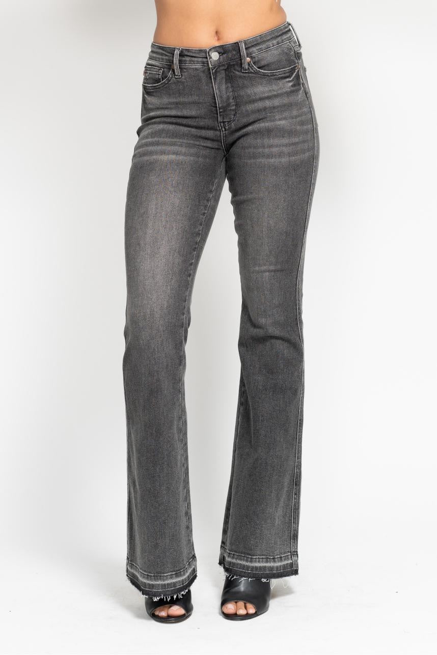 Mr Tummy Control Washed Gray Release Hem Flare