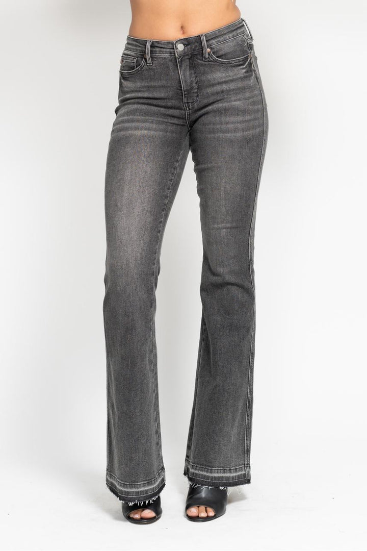 Mr Tummy Control Washed Gray Release Hem Flare