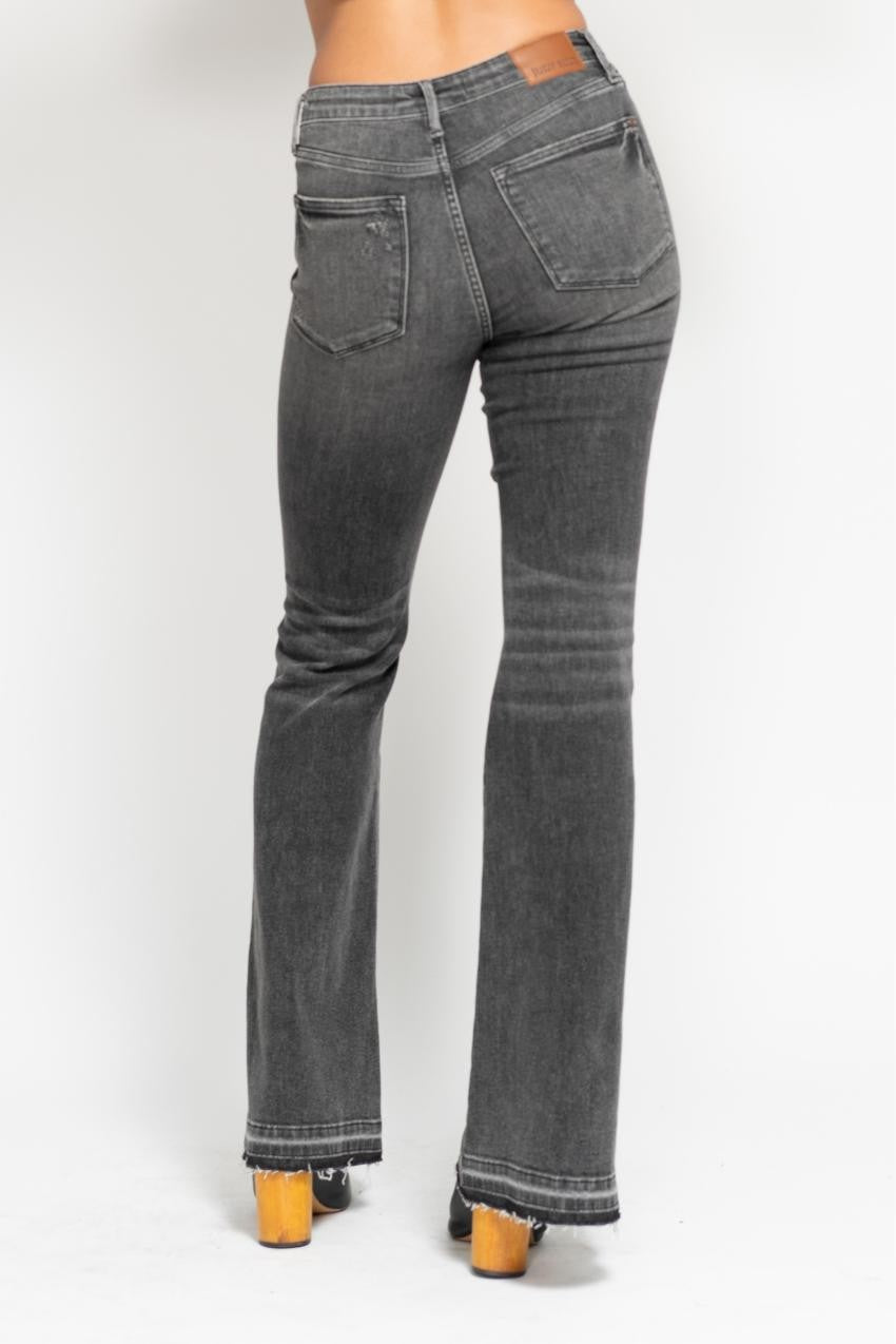 Mr Tummy Control Washed Gray Release Hem Flare
