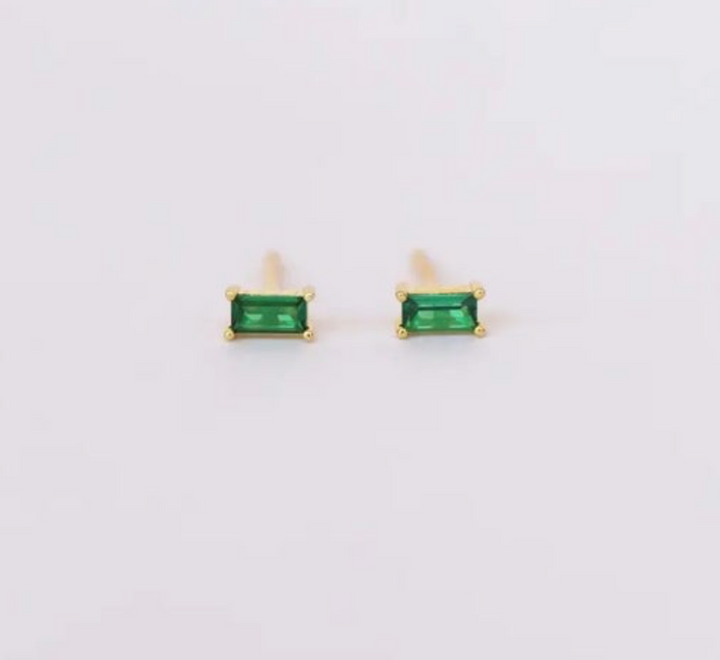 Baguette Emerald Stud Earrings