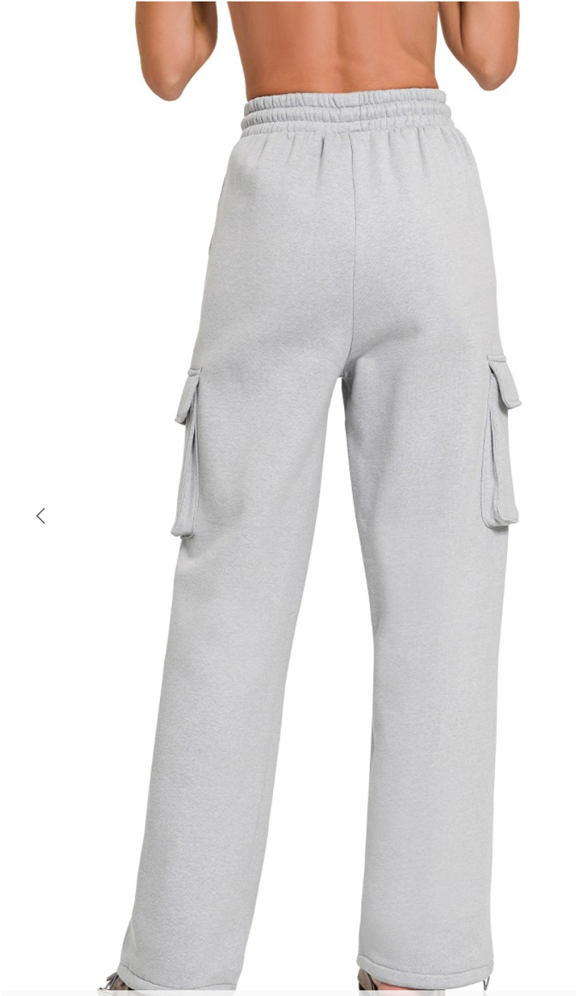 Fleece Cargo Wide Leg Sweatpants