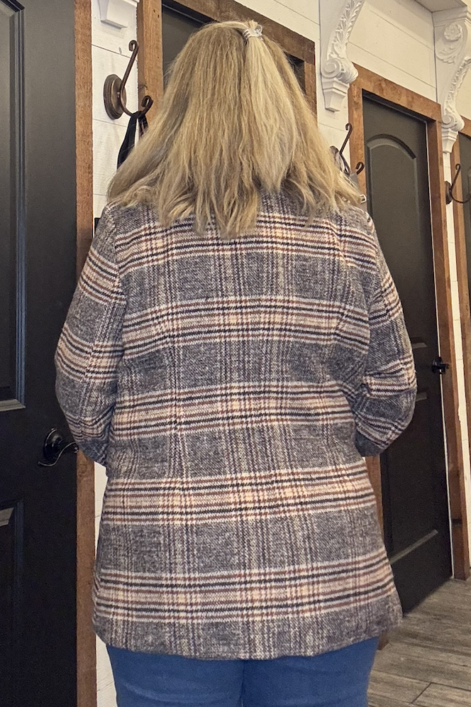 One Button Close Plaid Blazer