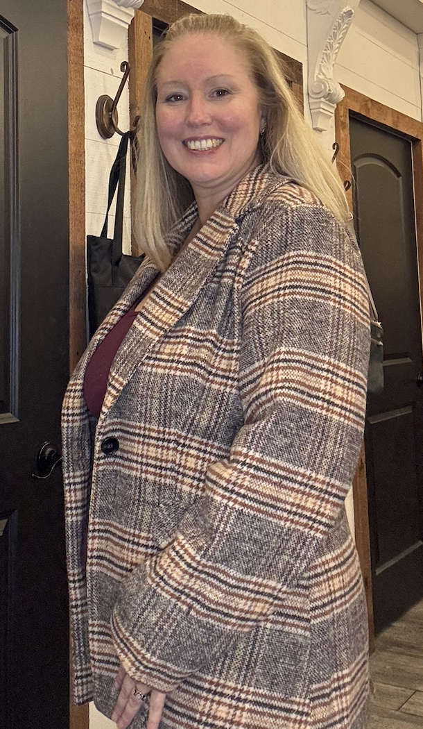 One Button Close Plaid Blazer