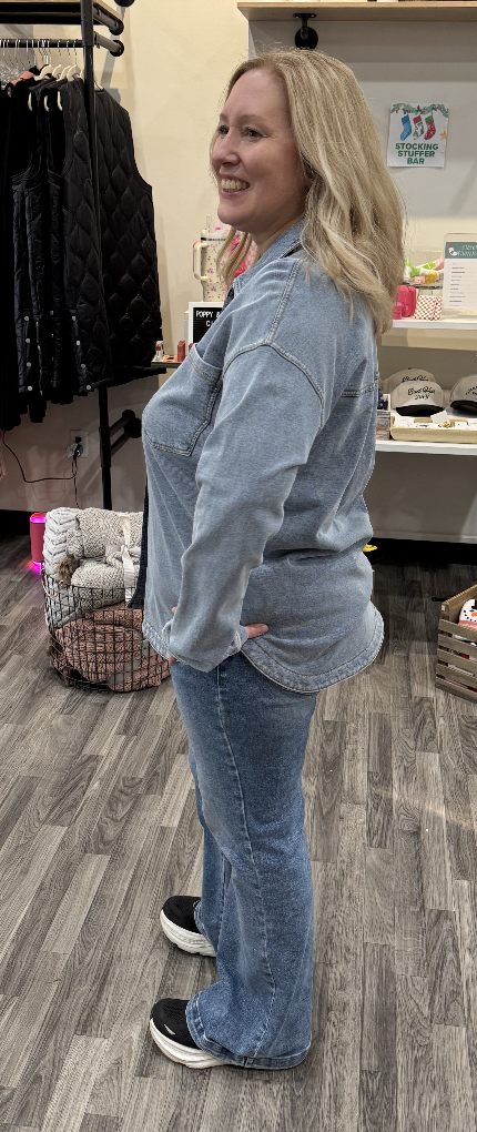 Soft Knit Denim Oversized Shacket