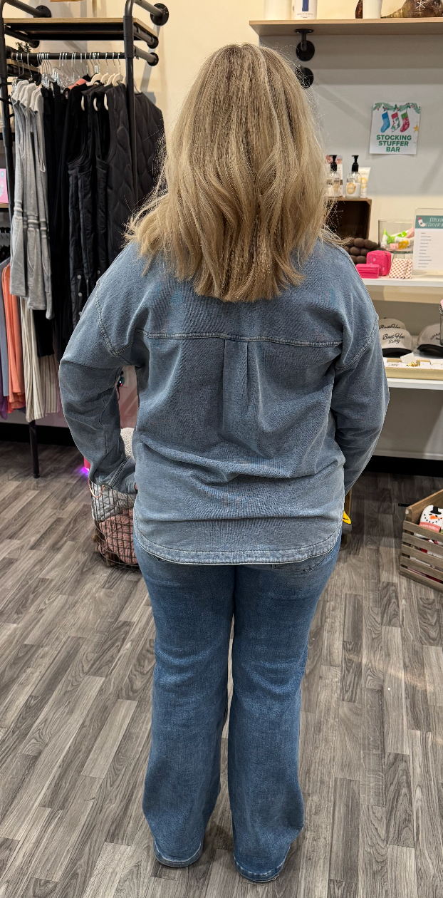 Soft Knit Denim Oversized Shacket