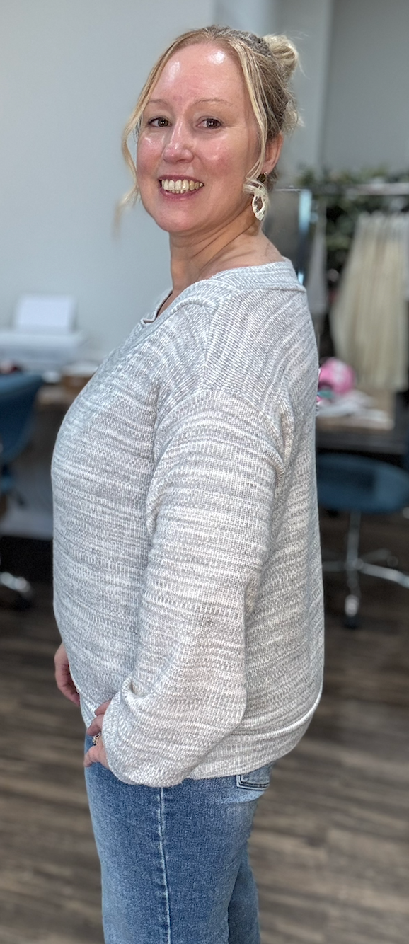 Two Tone Grey Off The Shoulder Sweater