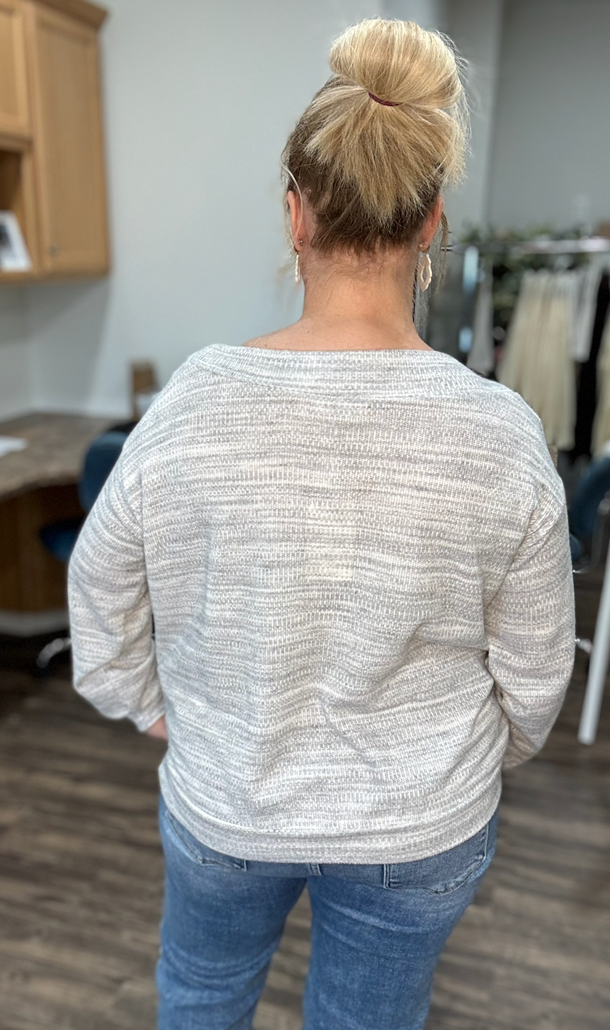 Two Tone Grey Off The Shoulder Sweater
