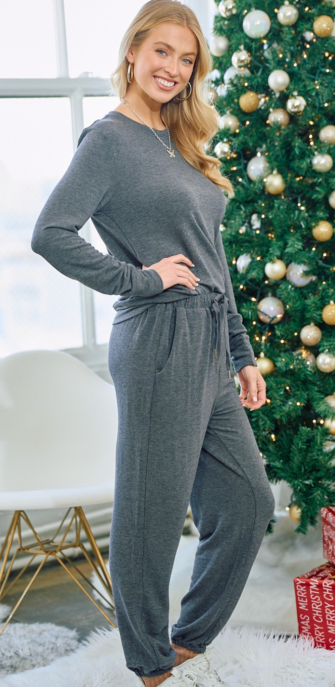 Ultra-Soft Charcoal Knit Jogger Pants