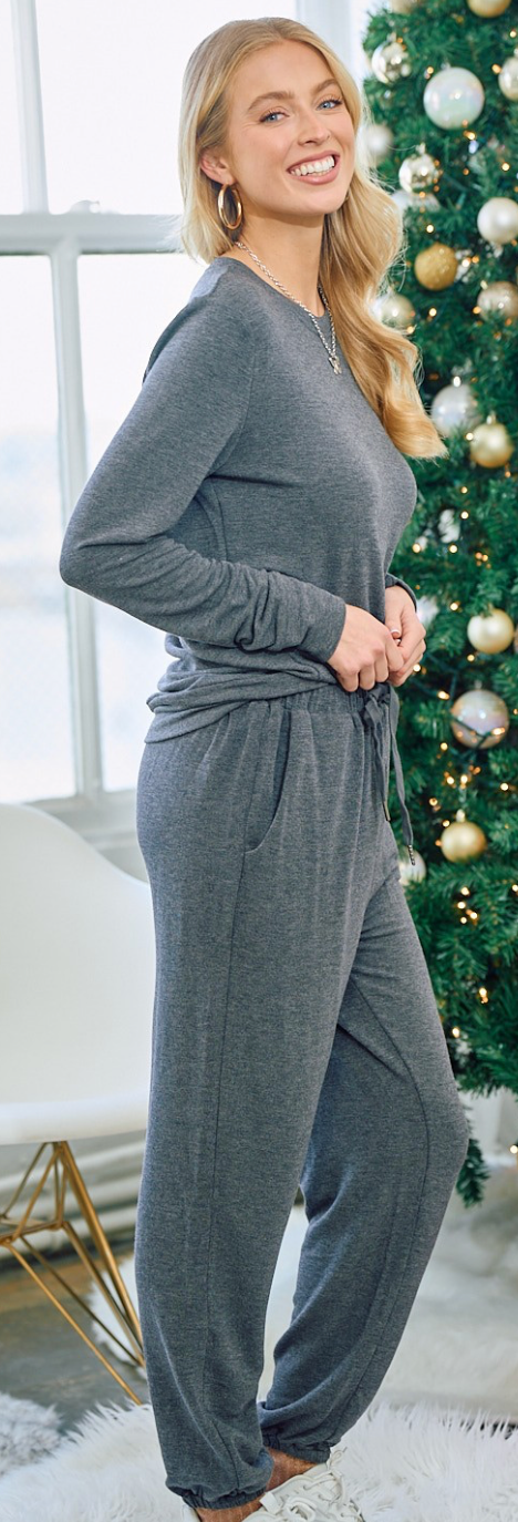 Ultra-Soft Charcoal Knit Jogger Pants