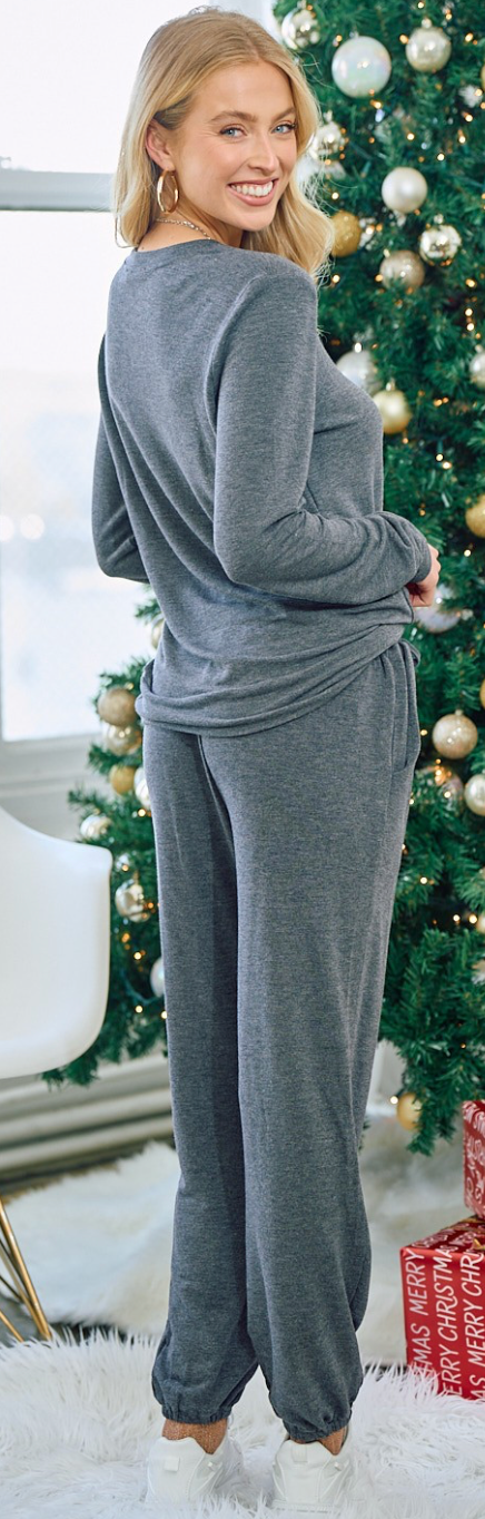 Ultra-Soft Charcoal Knit Jogger Pants