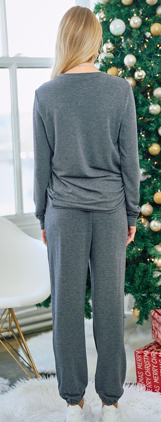Ultra-Soft Charcoal Knit Jogger Pants