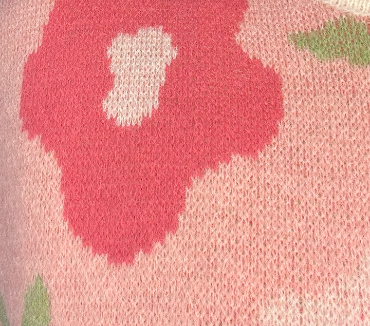 Pink Floral Side Tie Sweater Vest