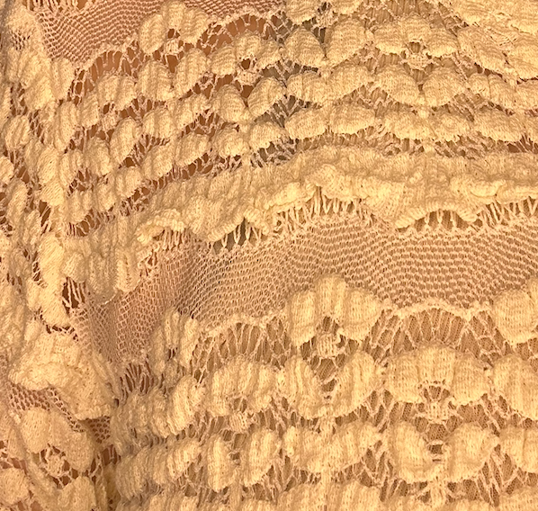Cream Lace Long Sleeve Fitted Top
