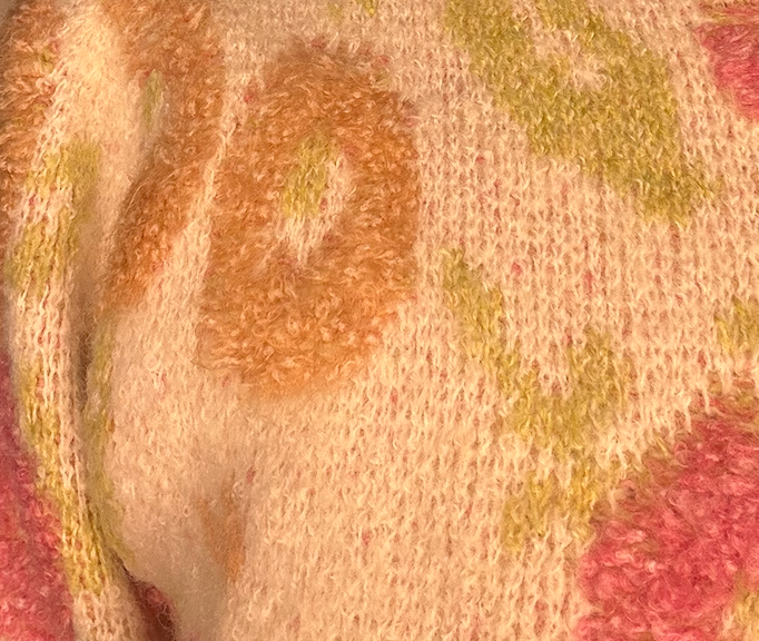 Cream Floral Textured Puff Sleeve Sweater