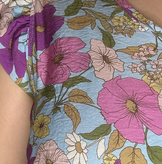 Blue Floral Flutter Sleeve V-Neck Top