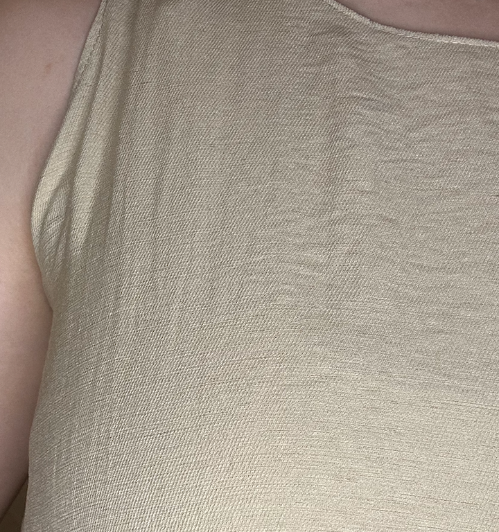 Khaki Linen Sleeveless Top with Puffed Waist Detail