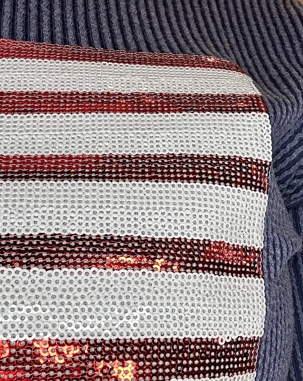 Blue Ribbed American Flag Short Sleeve Top