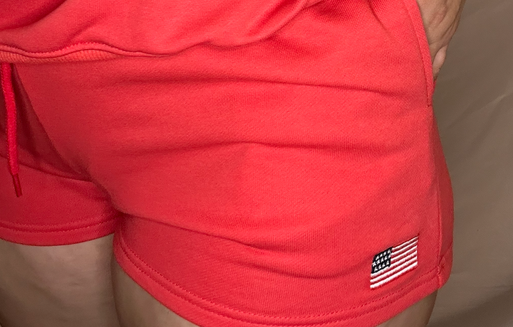 USA Flag Embroidered Mid Rise Sweatshorts
