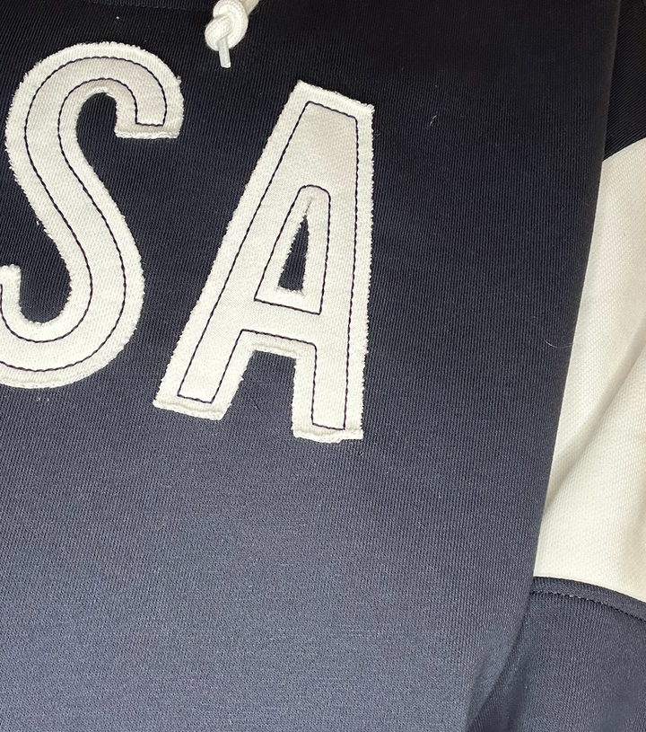 Navy USA Color Block Oversized Long Sleeve Top