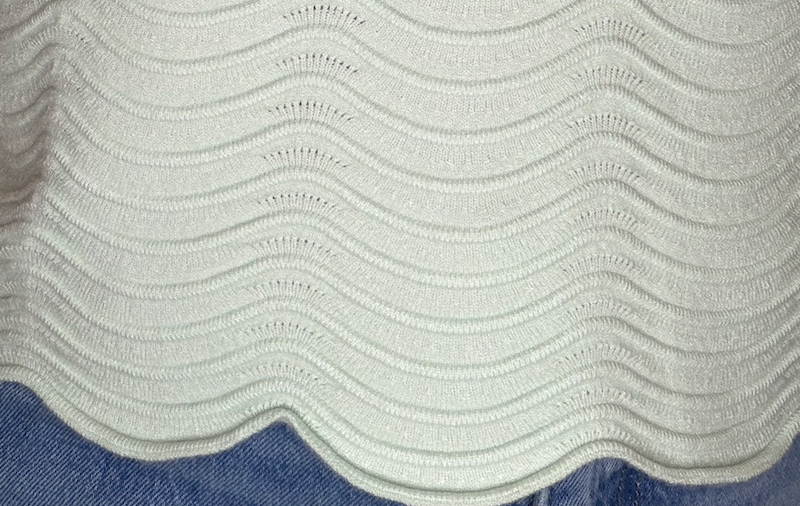 Fine Gauge Mint Scallop Pattern Relaxed Knit Top