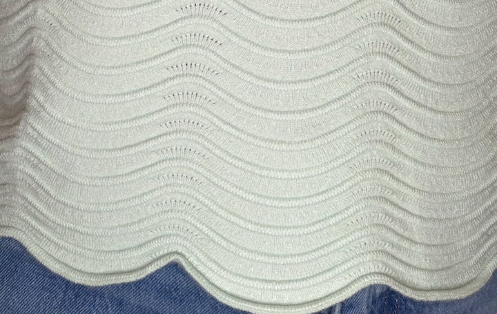 Fine Gauge Mint Scallop Pattern Relaxed Knit Top