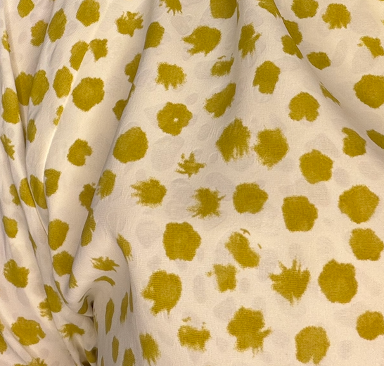 Mustard Dot Jacquard Smocked Puff Sleeve Blouse