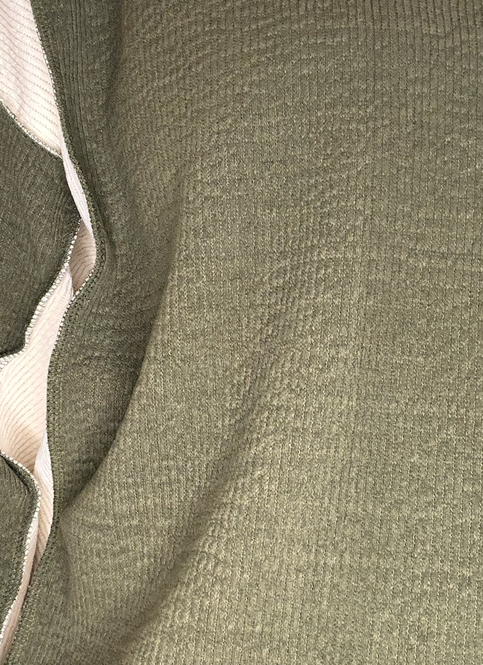 Olive Color-Block Exposed-Seam Pullover Sweatshirt