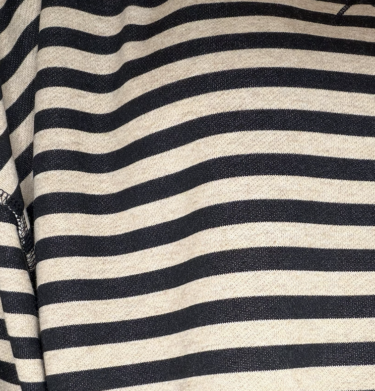 Taupe &amp; Black Striped Drop-Shoulder Pullover Sweatshirt