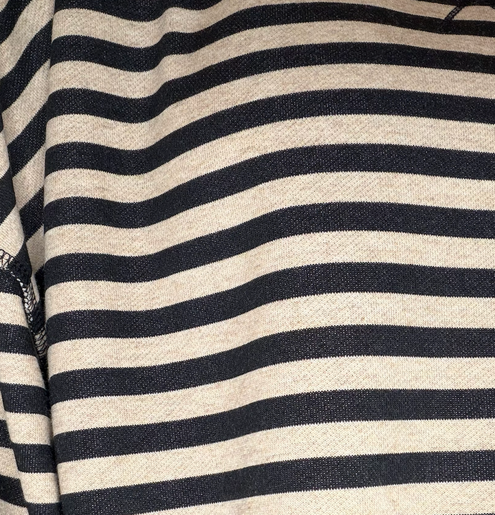 Taupe &amp; Black Striped Drop-Shoulder Pullover Sweatshirt
