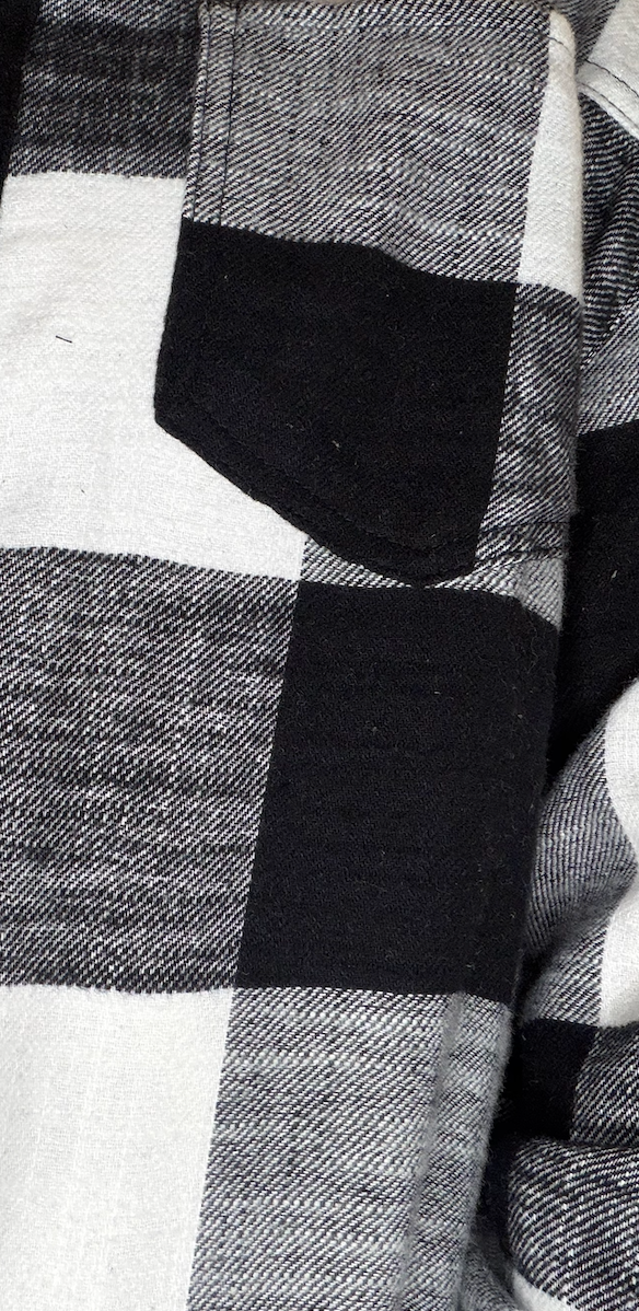 Women’s Black and White Buffalo Plaid Flannel Shirt