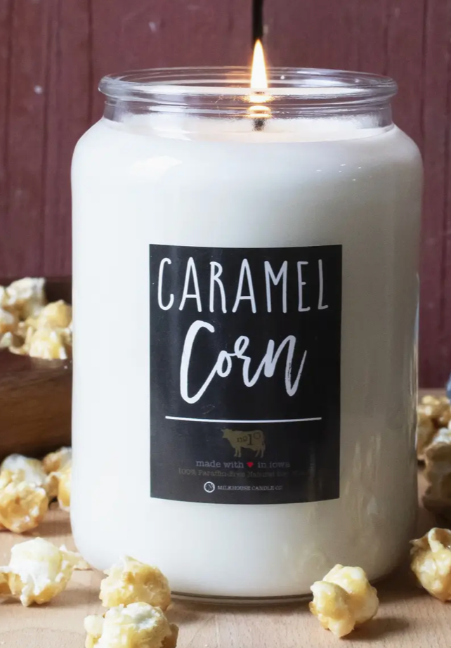 26oz Milkhouse Farmhouse Jar Candle Caramel Corn