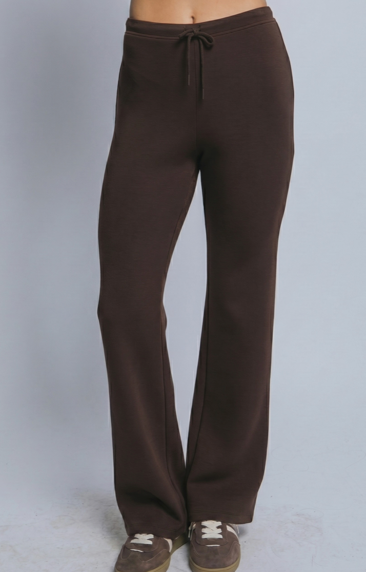 Chocolate Brown Low-Rise Flare-Leg Sweatpants