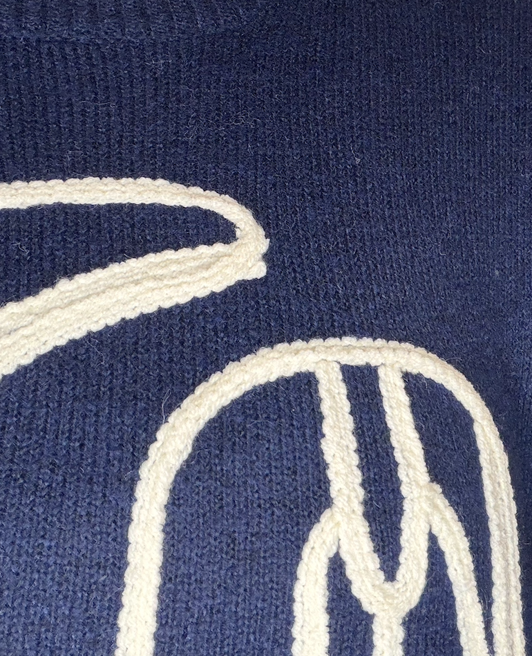 Navy Cowboy Boots Graphic Pullover Sweater