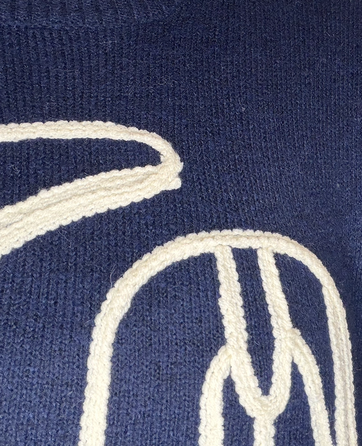 Navy Cowboy Boots Graphic Pullover Sweater