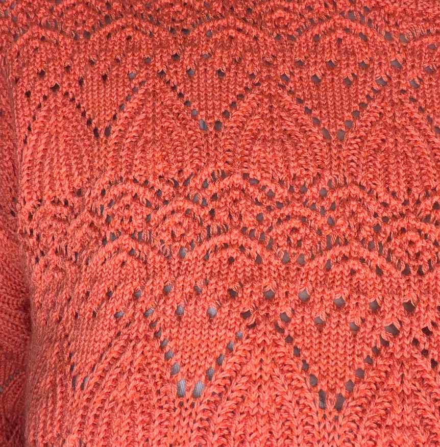 Orange Crochet-Like Long Sleeve Sweater