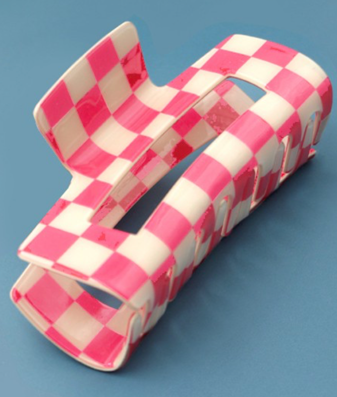 Jumbo Resin Checker Hair Claw Clips 4inch