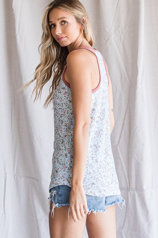 V-Neck Floral Printed Tank