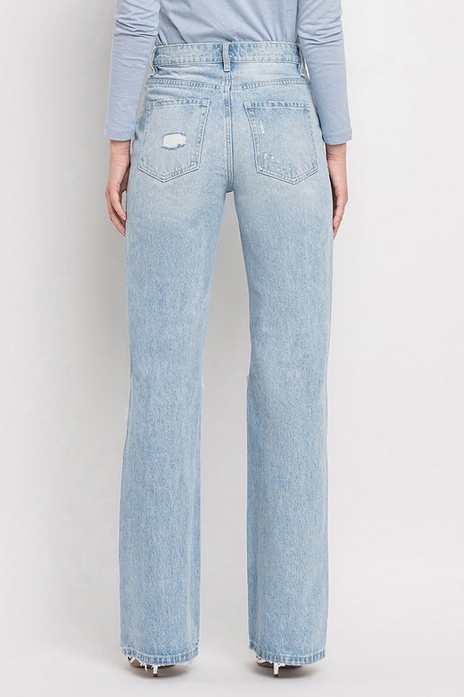 Vintage Distressed High Rise Flare Jeans