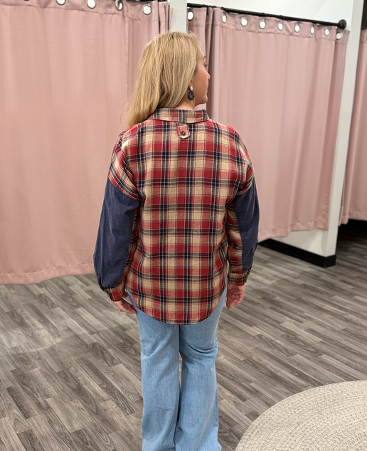 Vintage Red Oversized Plaid Wash Button Down
