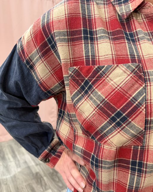 Vintage Red Oversized Plaid Wash Button Down