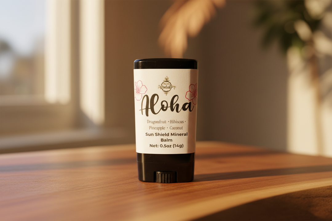 Aloha Sun Shield Mineral Balm on Wood Surface