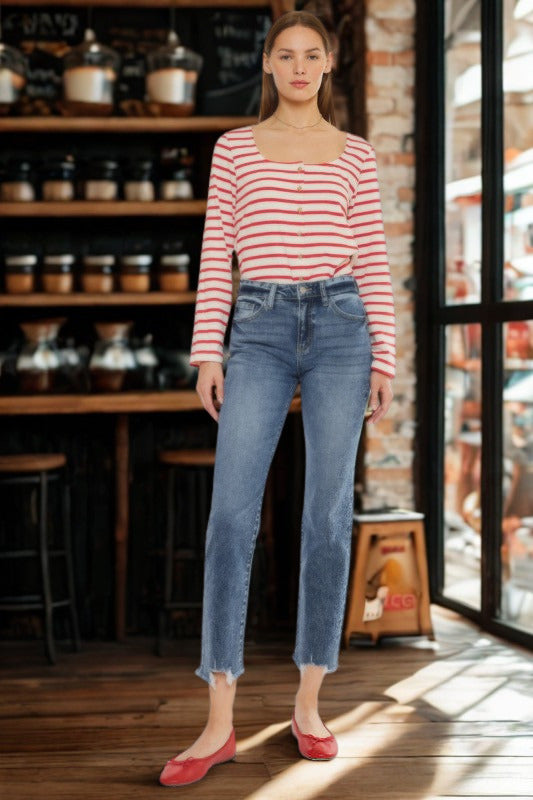 High Rise Slim Straight Jeans