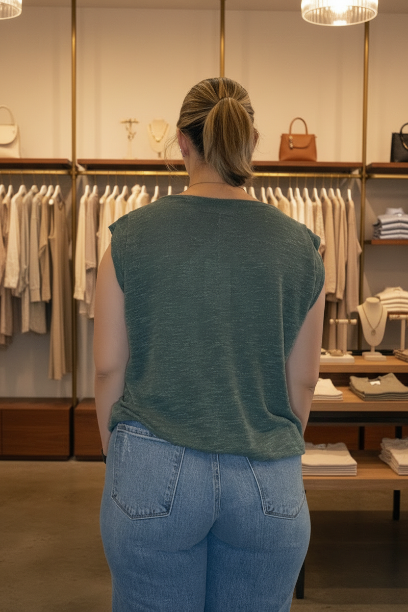 Back view — boutique background