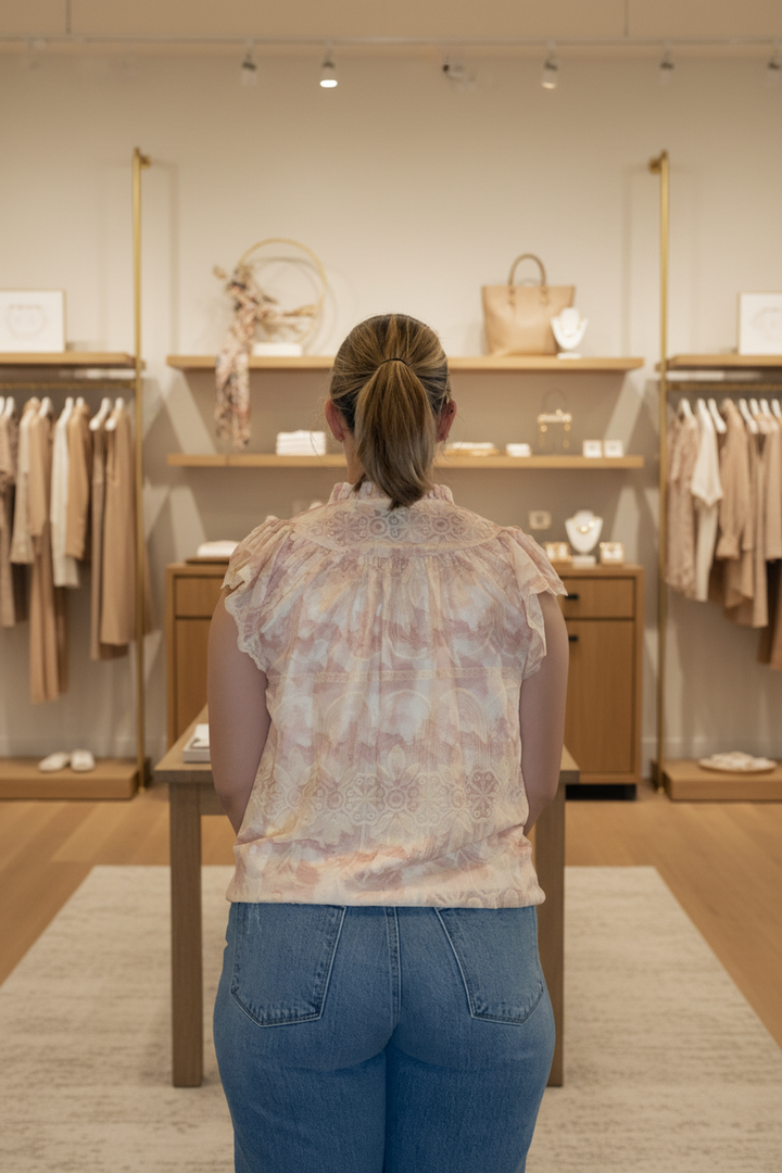 Back view — boutique background
