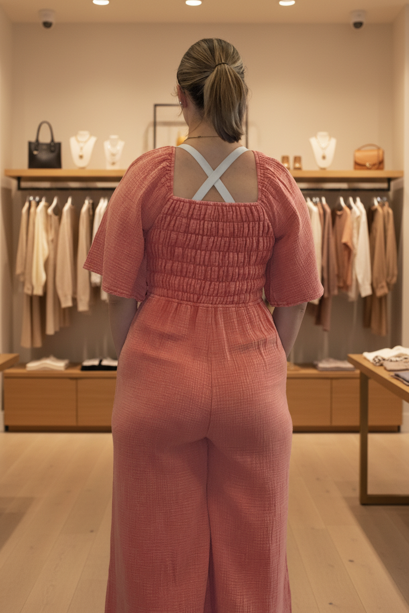 Back view — boutique background
